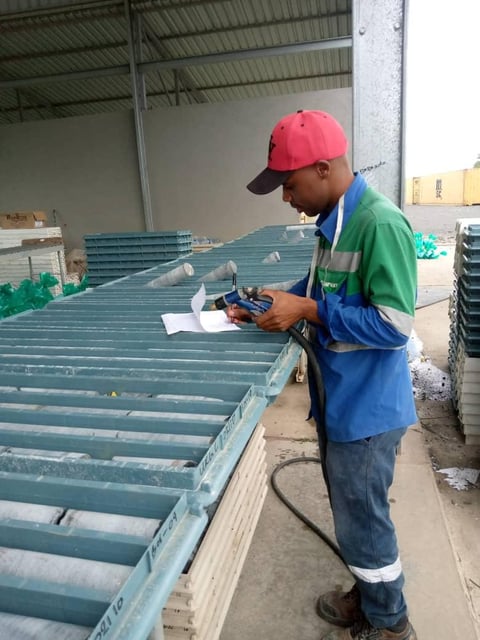 Geologist using Discoverer Recycled Plastic Core Trays