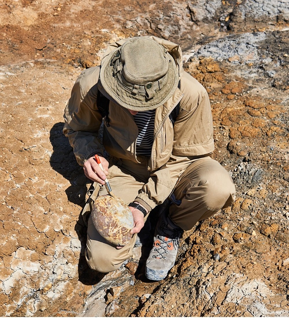 Geo at work in field