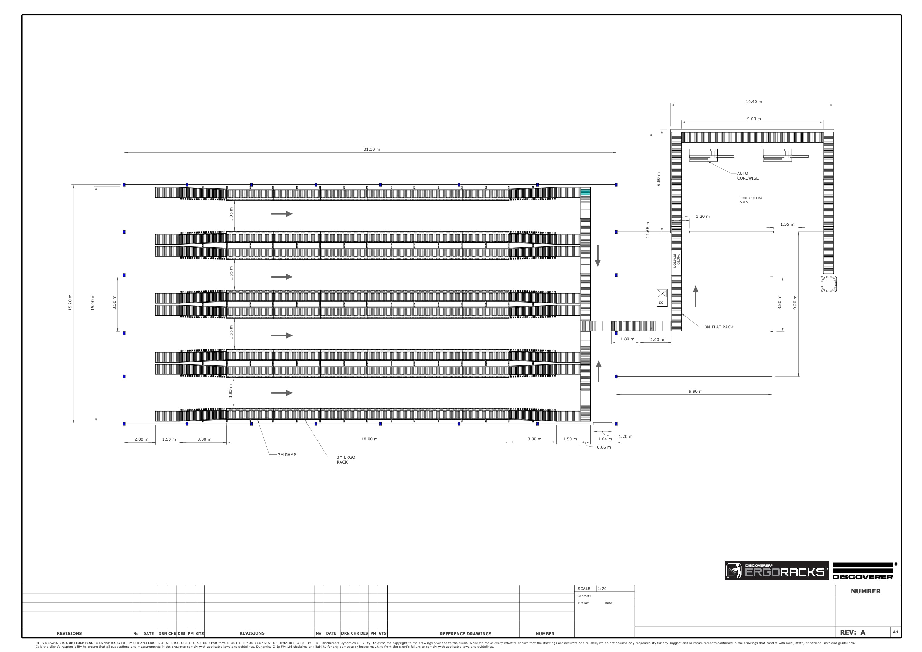 Mid-scale core facility design with a separate core cutting space